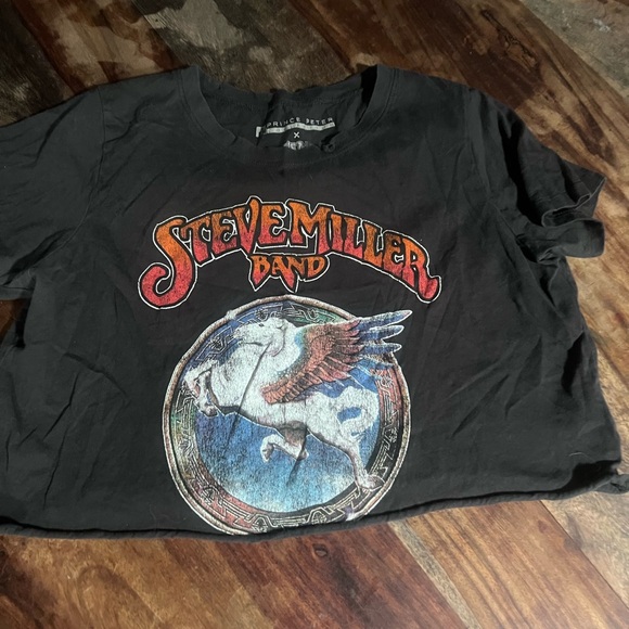 Steve miller  crop top Distressed Black Tee - Picture 1 of 2